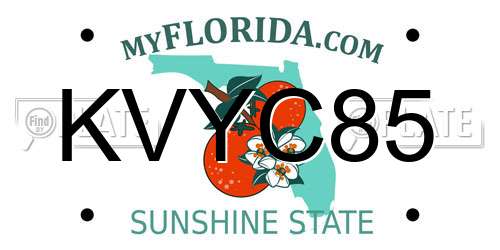 KVYC85 Florida License Plate
