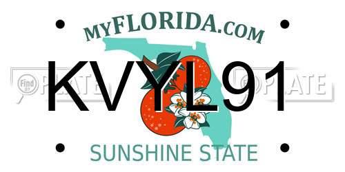 KVYL91 Florida License Plate