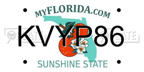 KVYP86 Florida License Plate