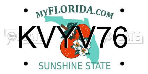 KVYV76 Florida License Plate