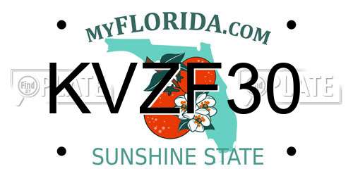 KVZF30 Florida License Plate