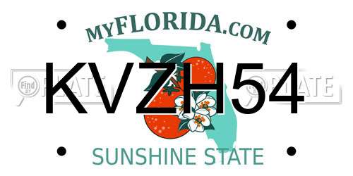 KVZH54 Florida License Plate
