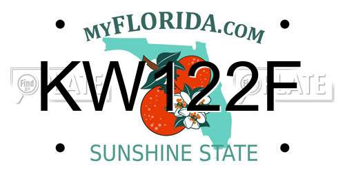 KW122F Florida License Plate
