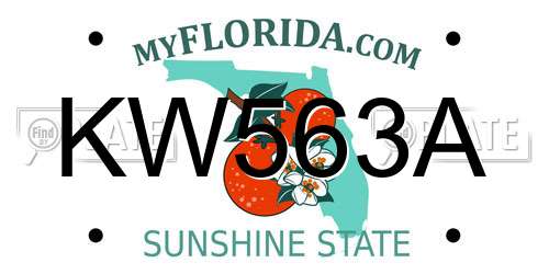 KW563A Florida License Plate