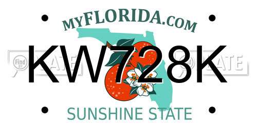 KW728K Florida License Plate