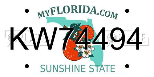 KW74494 Florida License Plate