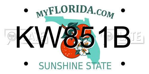 KW851B Florida License Plate