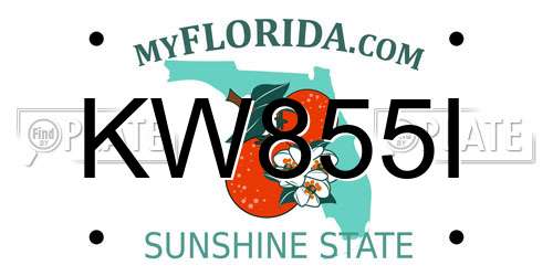 KW855I Florida License Plate