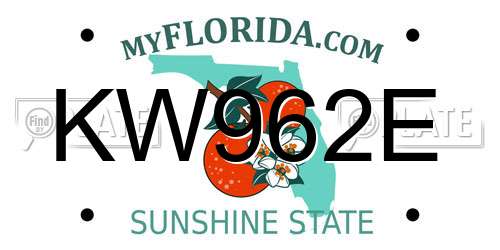 KW962E Florida License Plate