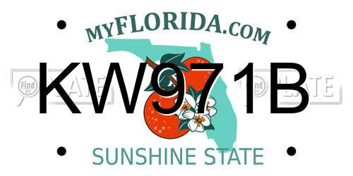 KW971B Florida License Plate