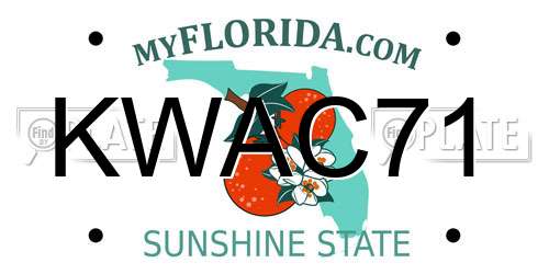 KWAC71 Florida License Plate