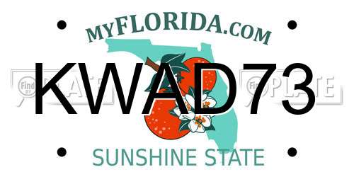 KWAD73 Florida License Plate