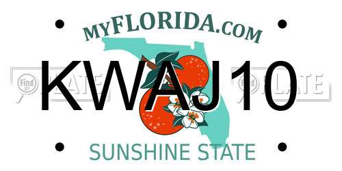 KWAJ10 Florida License Plate