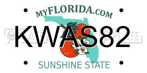KWAS82 Florida License Plate