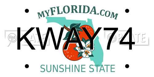 KWAY74 Florida License Plate