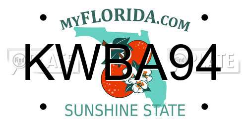 KWBA94 Florida License Plate
