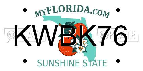KWBK76 Florida License Plate