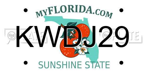 KWDJ29 Florida License Plate