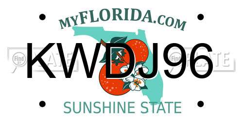 KWDJ96 Florida License Plate