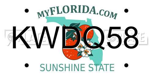 KWDQ58 Florida License Plate