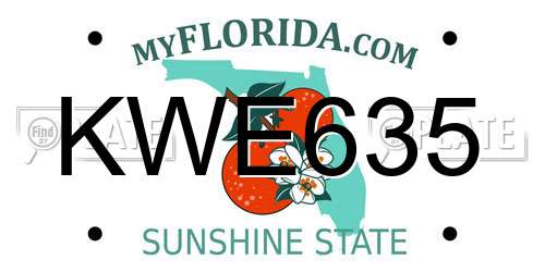 KWE635 Florida License Plate