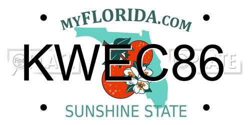 KWEC86 Florida License Plate