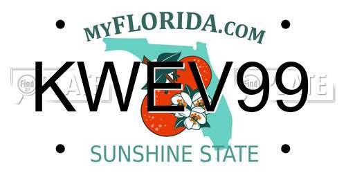 KWEV99 Florida License Plate