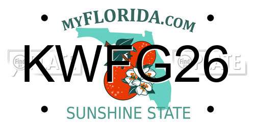 KWFG26 Florida License Plate