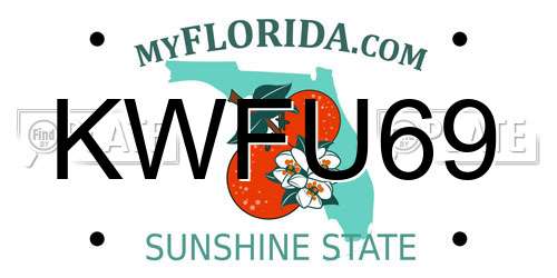 KWFU69 Florida License Plate