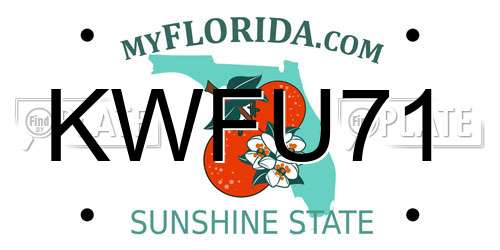 KWFU71 Florida License Plate
