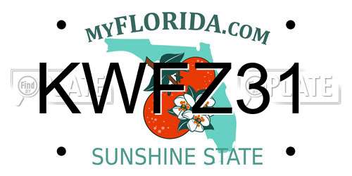 KWFZ31 Florida License Plate