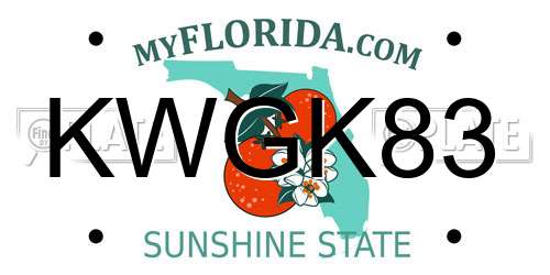 KWGK83 Florida License Plate