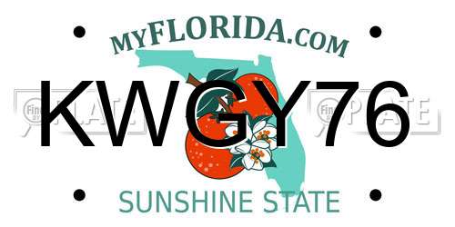 KWGY76 Florida License Plate
