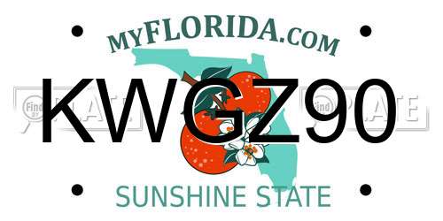 KWGZ90 Florida License Plate
