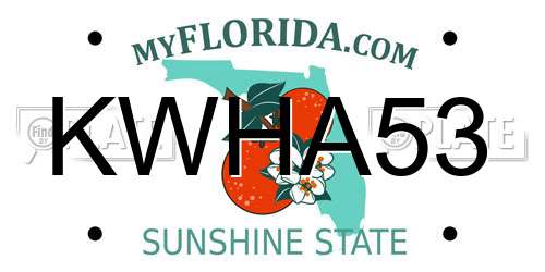 KWHA53 Florida License Plate