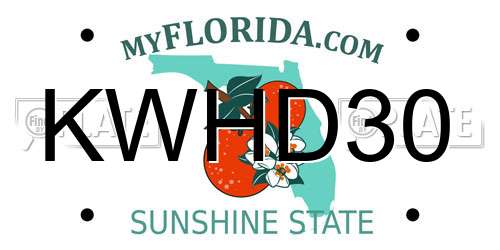 KWHD30 Florida License Plate