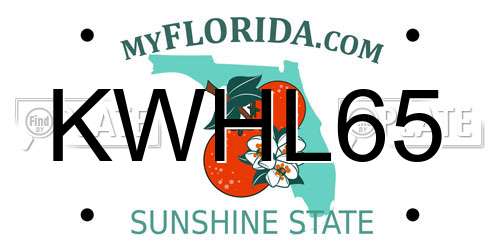 KWHL65 Florida License Plate