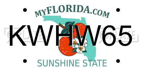 KWHW65 Florida License Plate