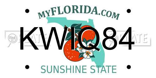 KWIQ84 Florida License Plate