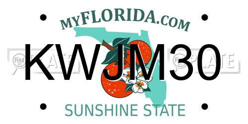 KWJM30 Florida License Plate
