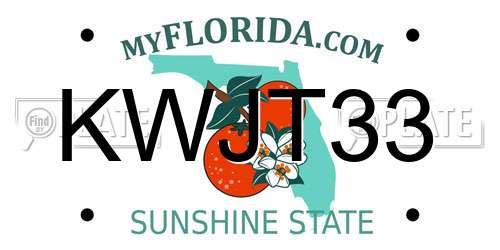 KWJT33 Florida License Plate