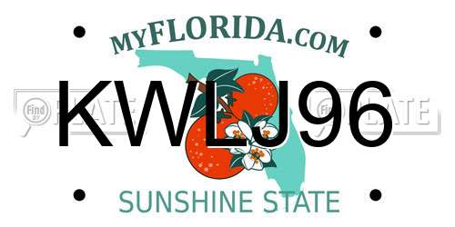 KWLJ96 Florida License Plate