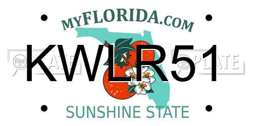 KWLR51 Florida License Plate