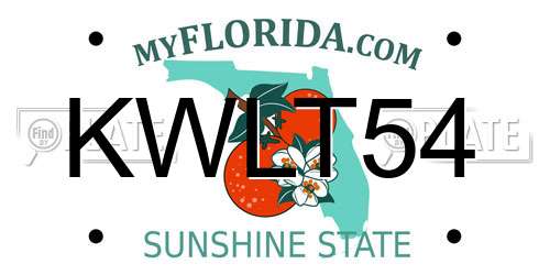 KWLT54 Florida License Plate