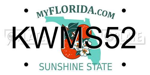 KWMS52 Florida License Plate