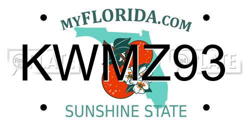 KWMZ93 Florida License Plate