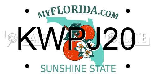 KWPJ20 Florida License Plate