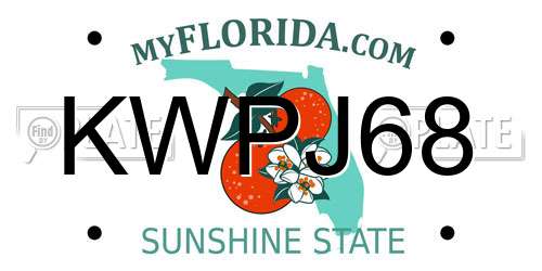 KWPJ68 Florida License Plate