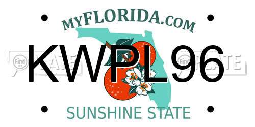KWPL96 Florida License Plate