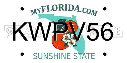 KWPV56 Florida License Plate